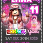 Editable Roblox Girl Birthday Invitation