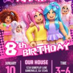 Beautiful Roblox Girl Birthday Invitation Template