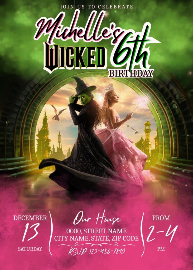 Incredible Wicked For Good Birthday Invitation Template