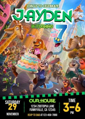 Awesome Zootopia 2 Birthday Invitation Template
