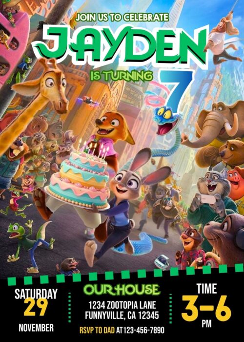 Awesome Zootopia 2 Birthday Invitation Template