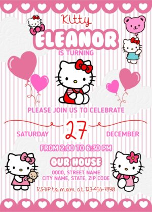 Beautifull Hello Kitty Birthday Invitation Template