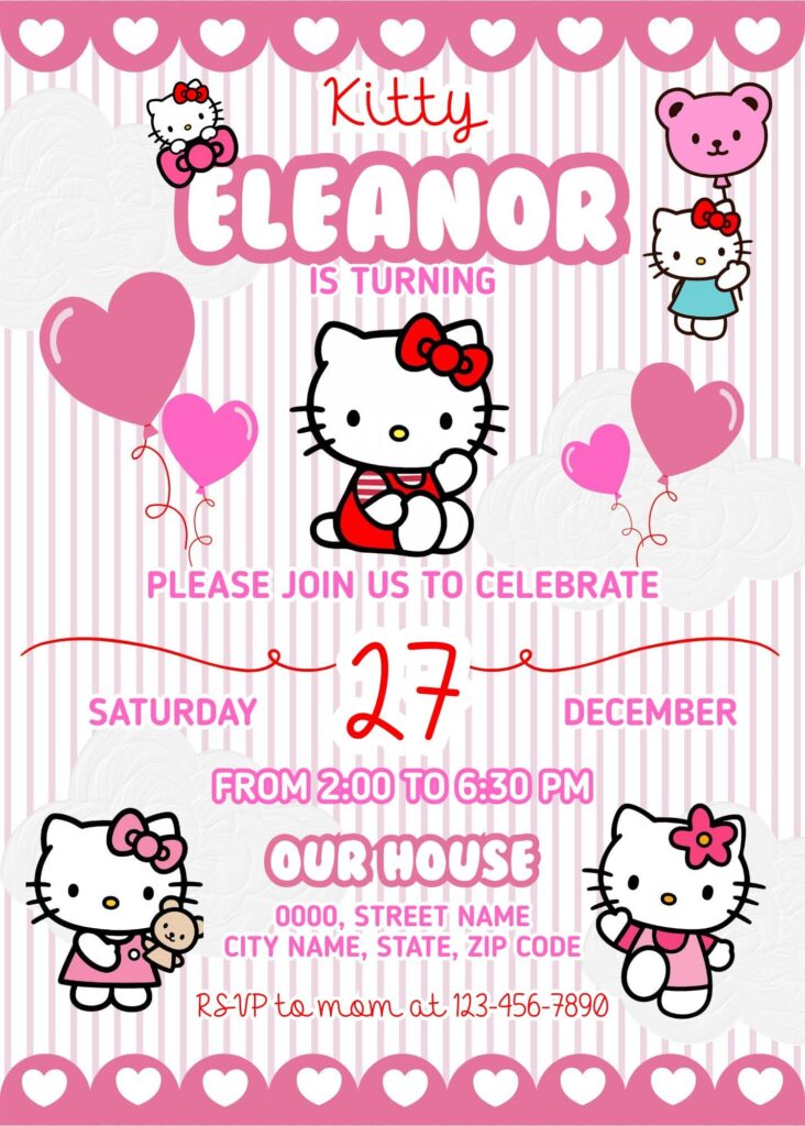 Beautifull Hello Kitty Birthday Invitation Template