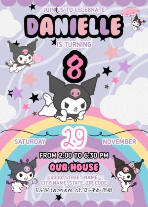 Awesome Kuromi Birthday Invitation Template
