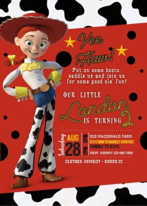 Beautiful Toy Story Jessie Birthday Invitation Template