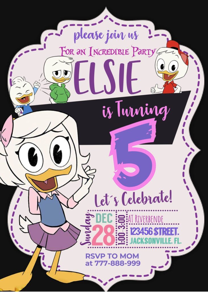 Amazing Webby Ducktales Birthday Invitation Template