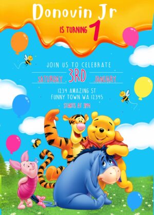 Awesome Winnie The Pooh Birthday Invitation Template
