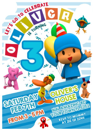 Beautiful Pocoyo Birthday Invitation Template