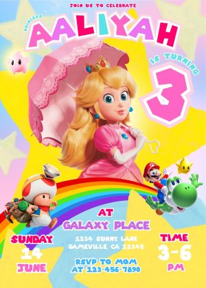 MARIO GALAXY PEACH BIRTHDAY INVITATION TEMPLATE
