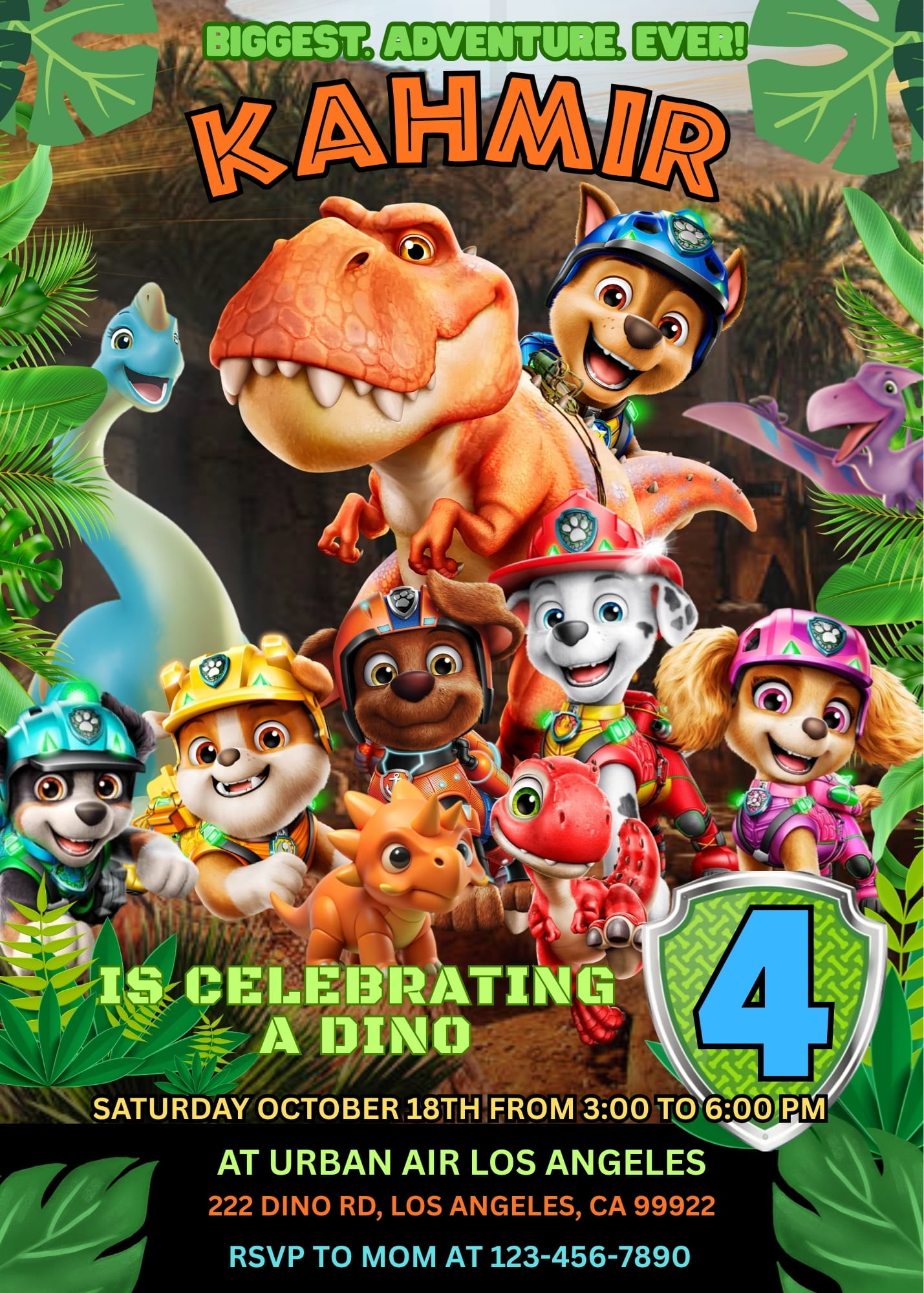 Incredible Paw Patrol Dino Birthday Invitation Template