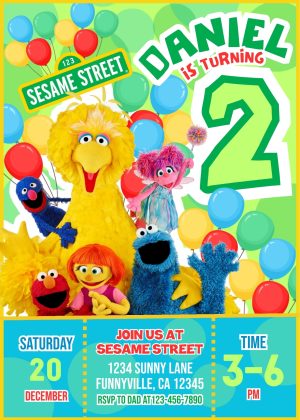 BEAUTIFUL SESAME STREET BIRTHDAY INVITATION TEMPLATE