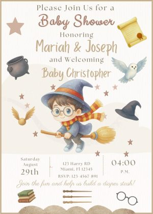 Amazing Harry Potter Baby Shower Invitation Template