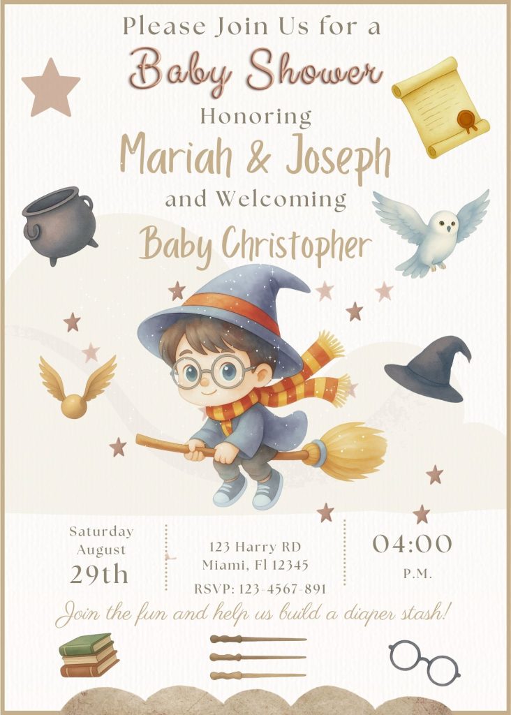 Amazing Harry Potter Baby Shower Invitation Template