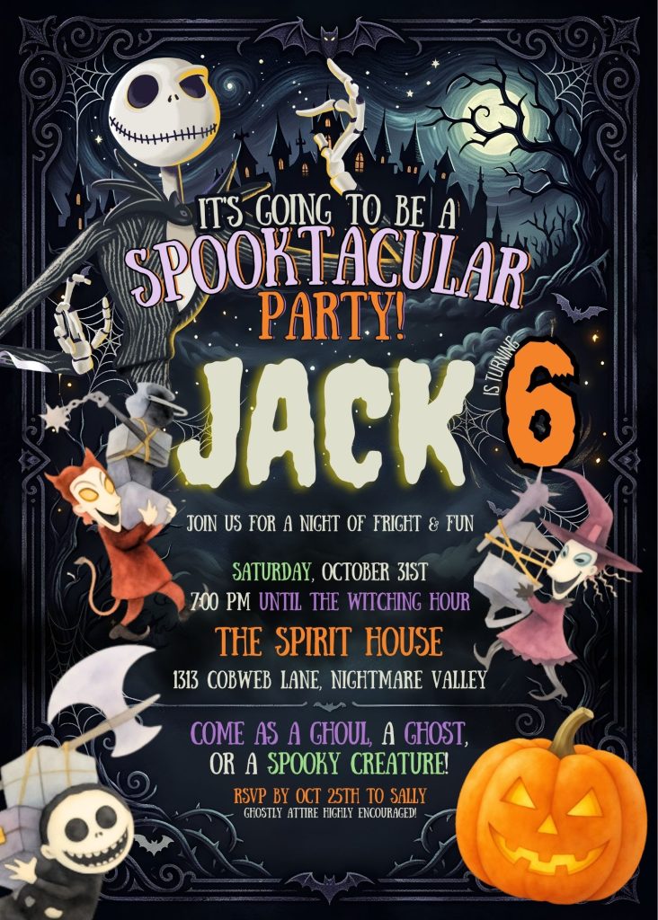 Fantastic Jack Skellington Halloween Birthday Invitation Template