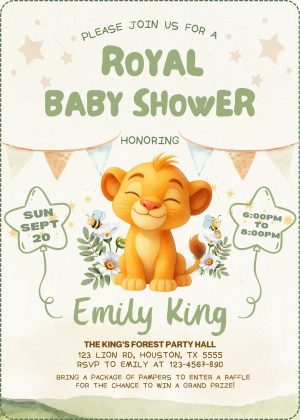 Cute Lion King Shower Invitation Template