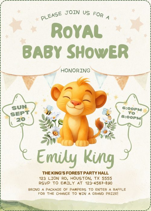Cute Lion King Shower Invitation Template Cute Lion King Shower Invitation Template