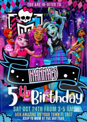 Amazing Monster High Halloween Birthday Invitation Template