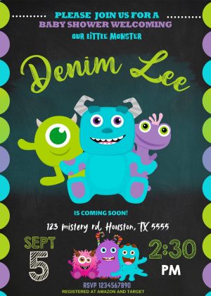 Amazing Monsters Inc Baby Shower Invitation Template