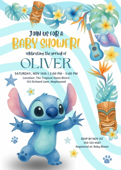 Beautiful Stitch Baby Shower Invitation Template