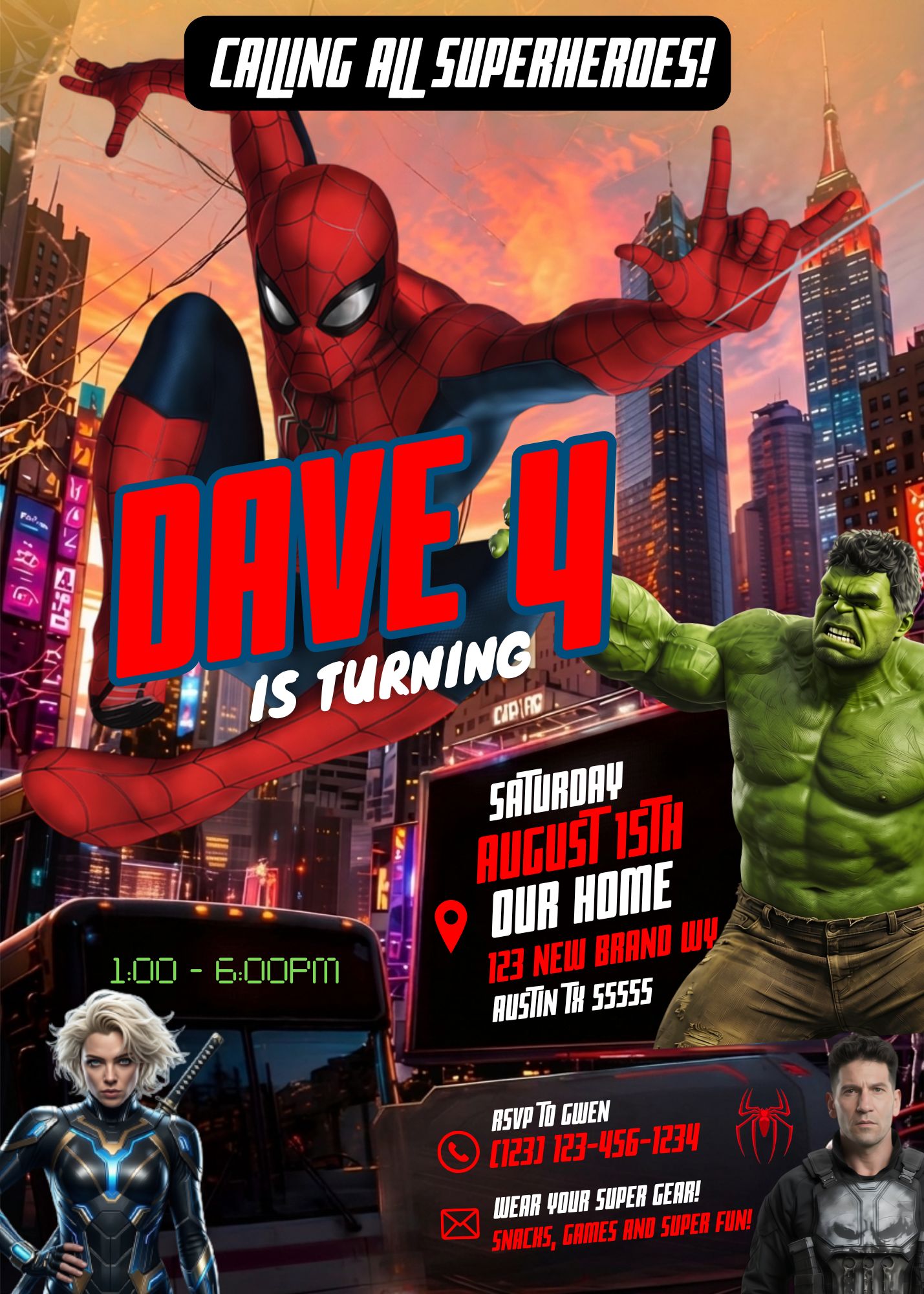 Incredible Spider-Man: Brand New Day Birthday Invitation Template