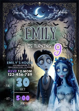 Fantastic The Corpse Bride Halloween Birthday Invitation Template