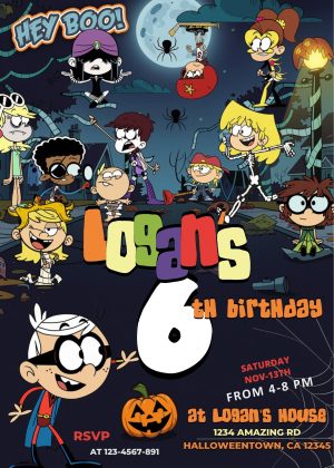 Amazing The Loud House Halloween Birthday Invitation Template