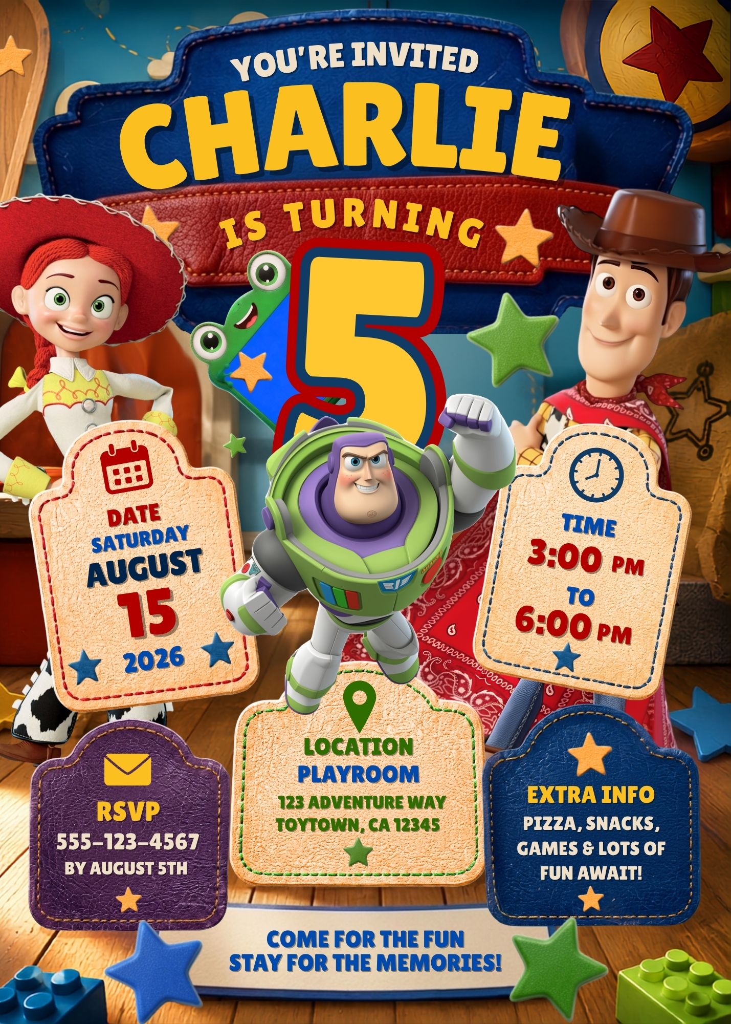 Amazing Toy Story 5 Birthday Invitation Template