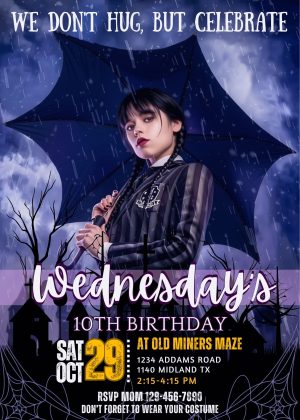 Fantastic Wednesday Halloween Birthday Invitation Template