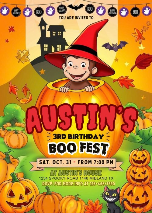 Fantastic Curious George Halloween Birthday Invitation Template Fantastic Curious George Halloween Birthday Invitation Template
