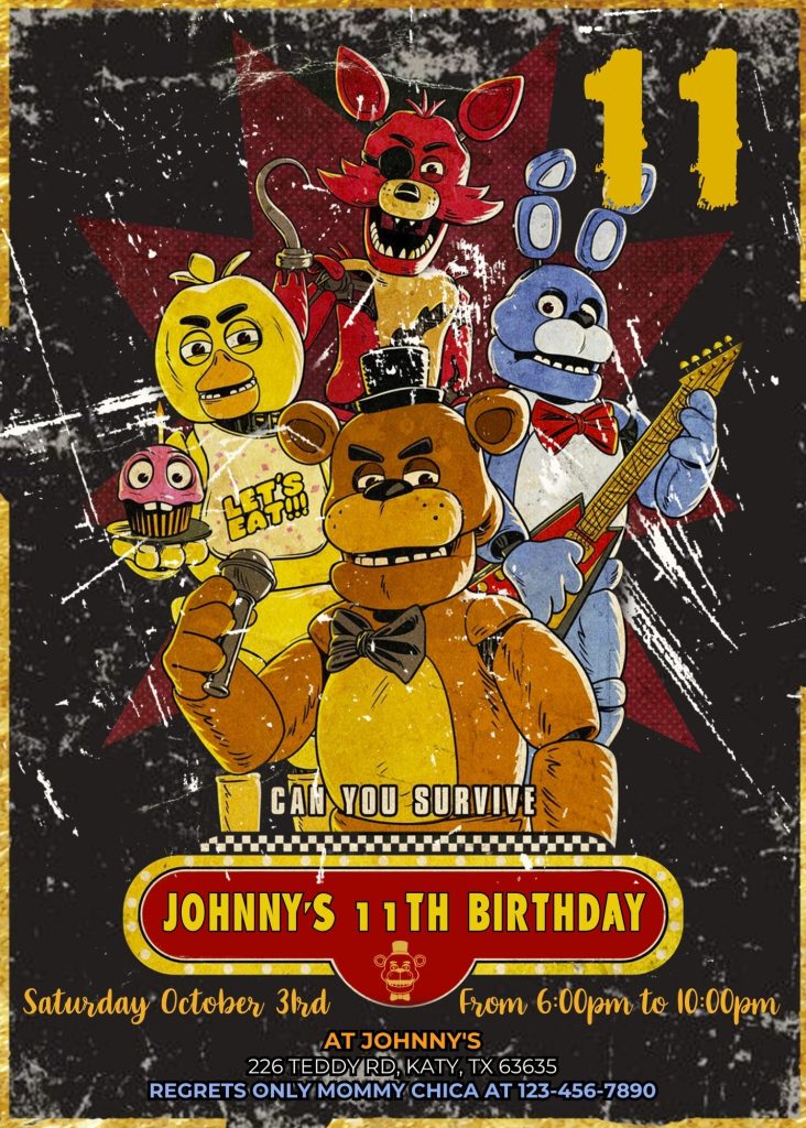 Awesome Five Nights At Freddy's Birthday Invitation Template