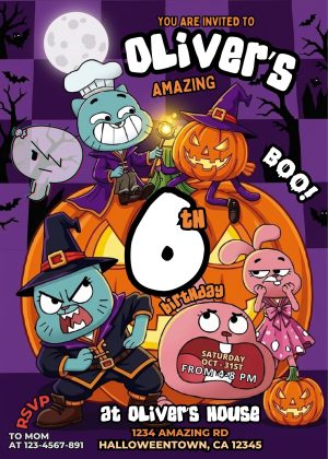 Incredible Gumball Halloween Birthday Invitation Template