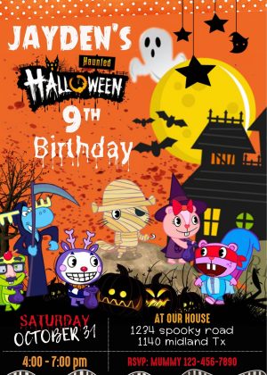 Happy Tree Friends Halloween Birthday Invitation Template