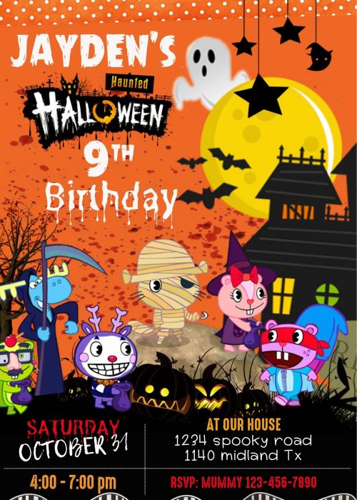 Happy Tree Friends Halloween Birthday Invitation Template