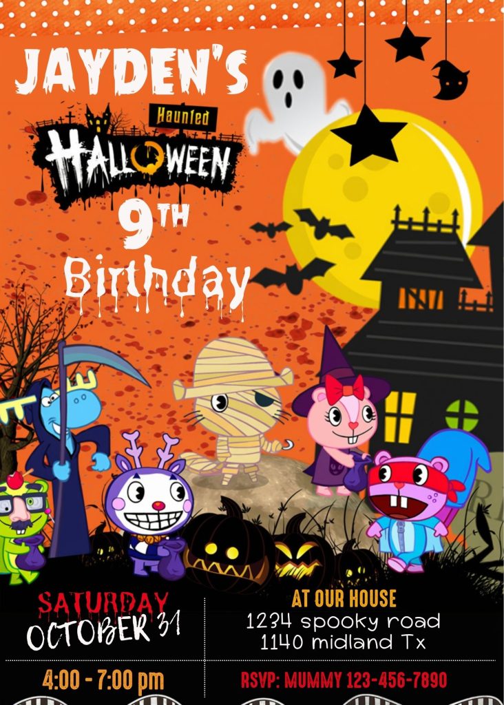 Happy Tree Friends Halloween Birthday Invitation Template