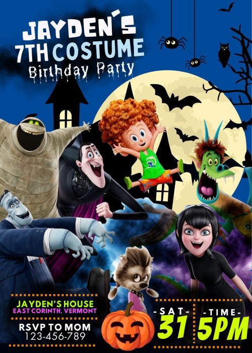 Awesome Hotel Transylvania Halloween Birthday Invitation Template