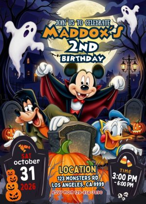 Amazing Mickey Halloween Birthday Invitation Template