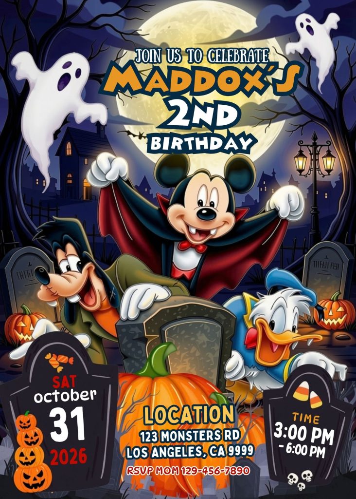 Amazing Mickey Halloween Birthday Invitation Template