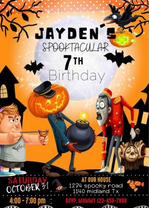 Awesome Pumpkinhead Halloween Birthday Invitation Template
