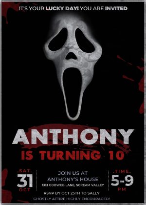 Awesome Scream Ghostface Halloween Birthday Invitation Template