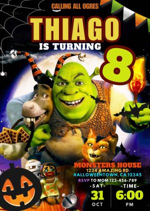 Incredible Shrek Halloween Birthday Invitation Template